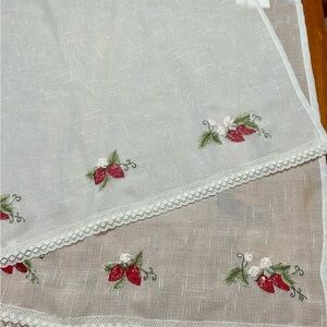 Strawberry Embroidered Sheer White Curtain Panels